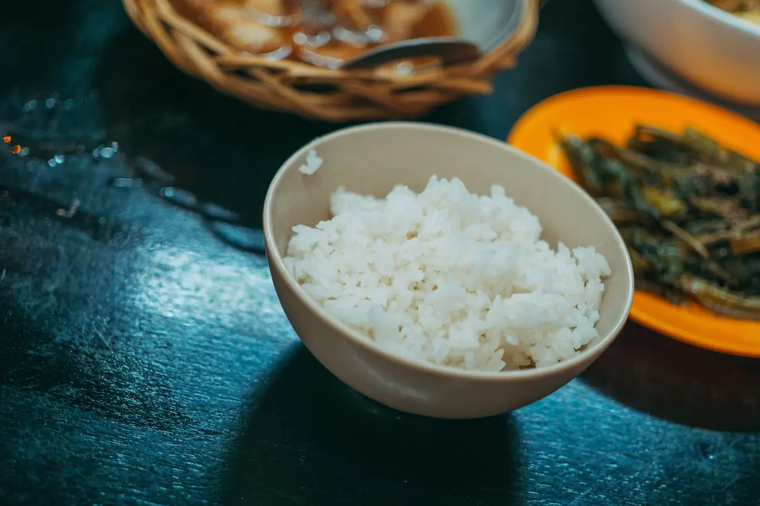 A bowl of cooked white rice