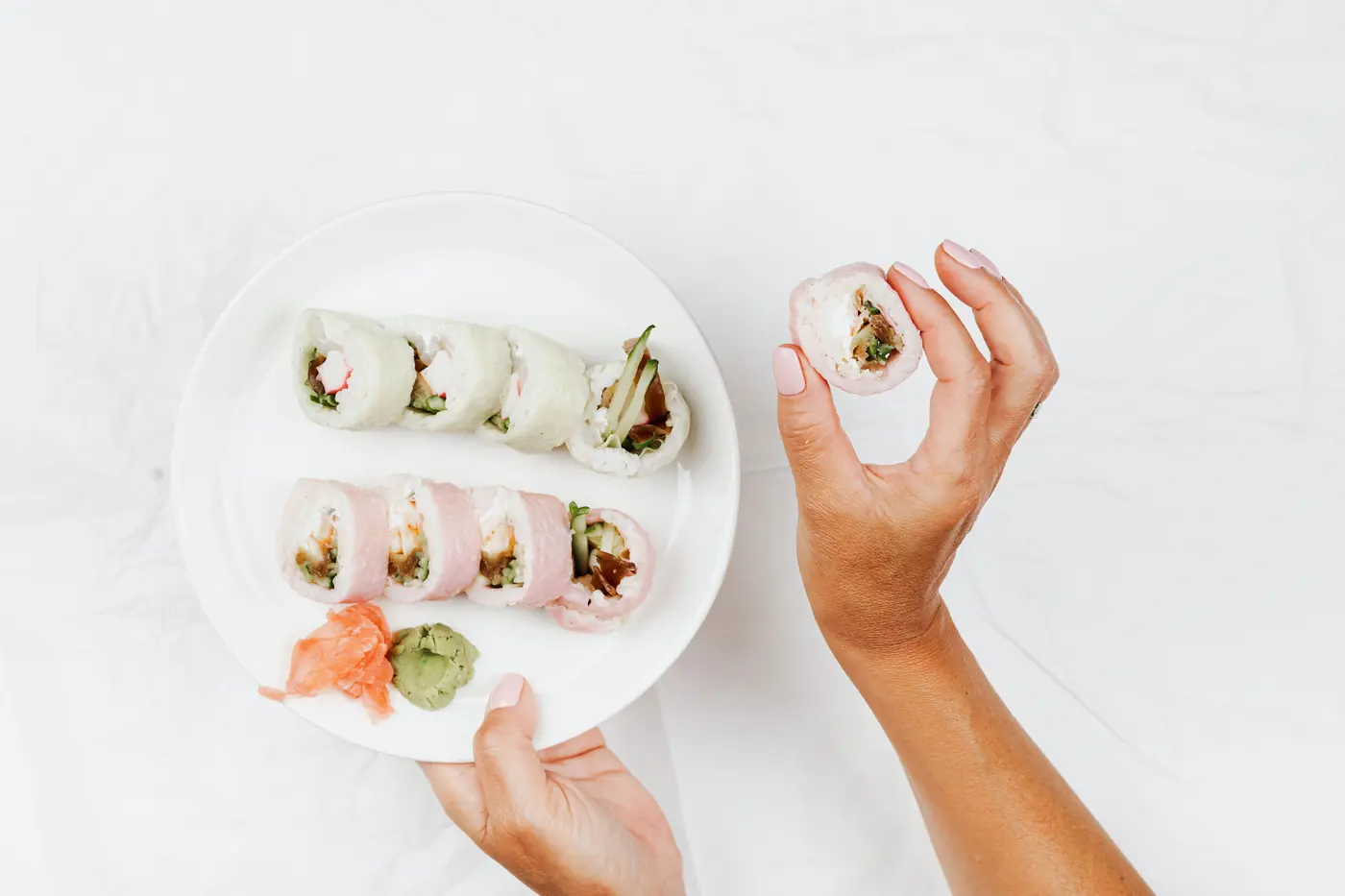 Rolls wrapped in a pale wrapper