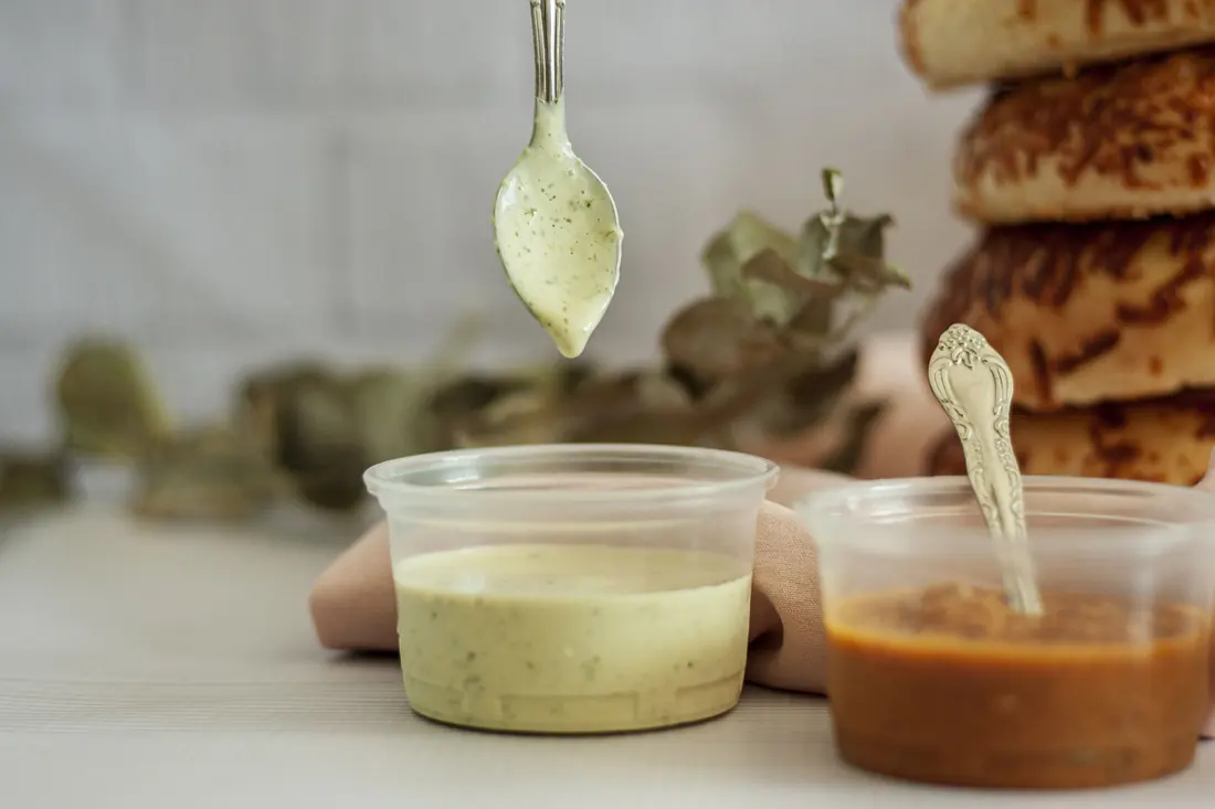 Two dressings in small tubs
