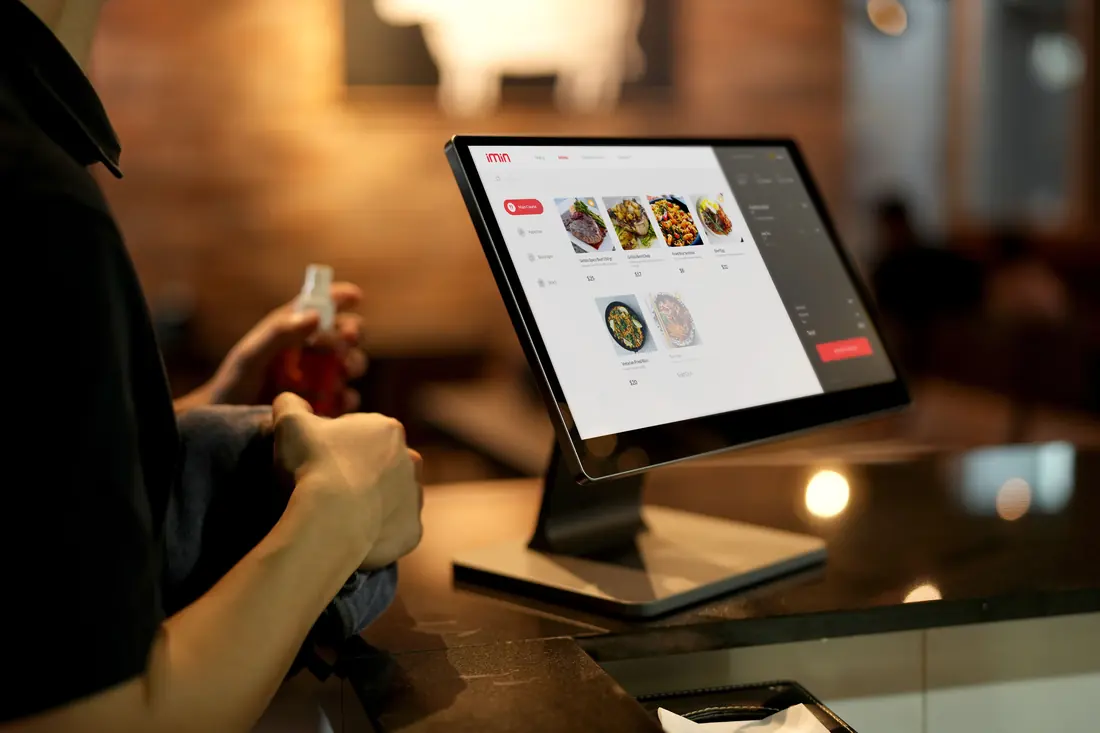 A touchscreen ordering panel