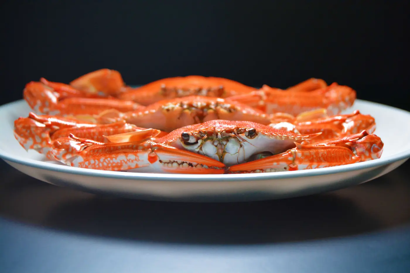 Cooked crabs on a plate