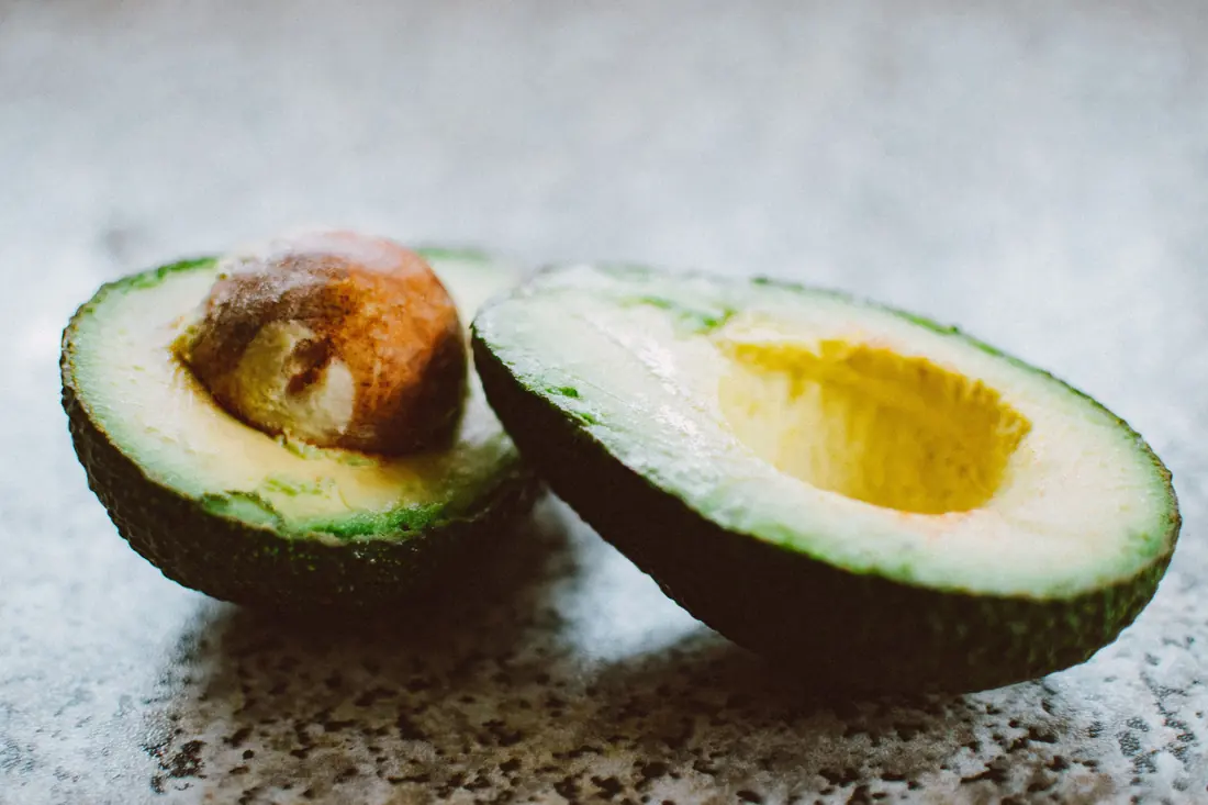 A halved avocado