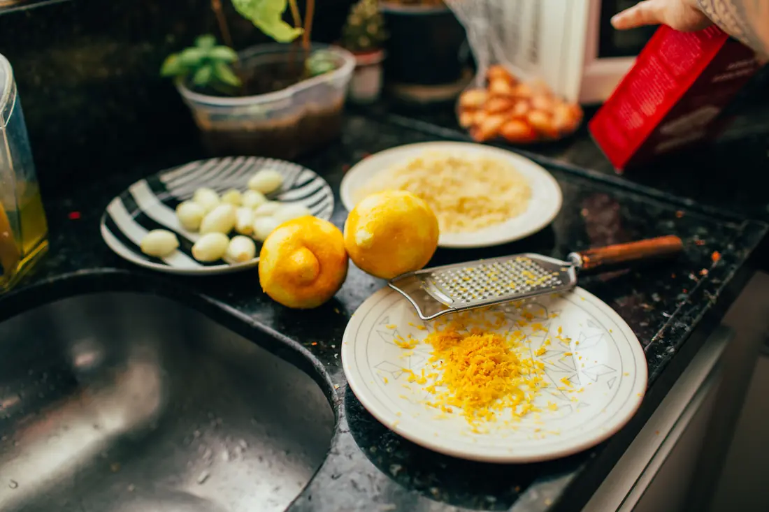 Citrus zest being grated