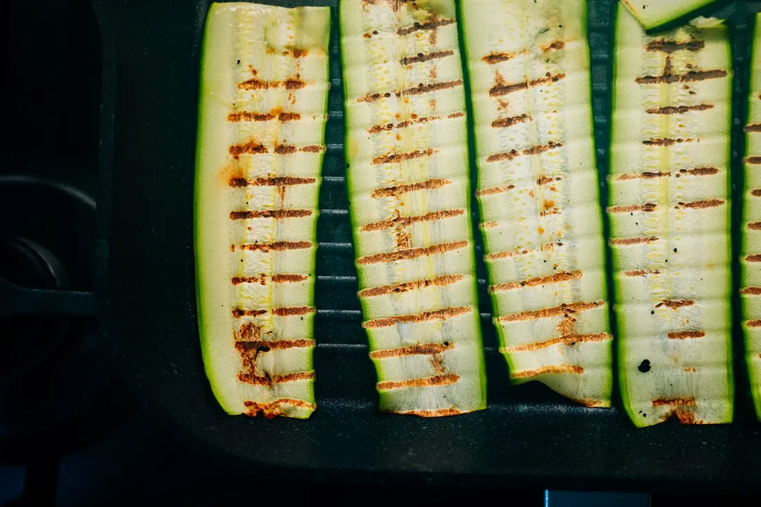 Sliced zucchini grilled until marked