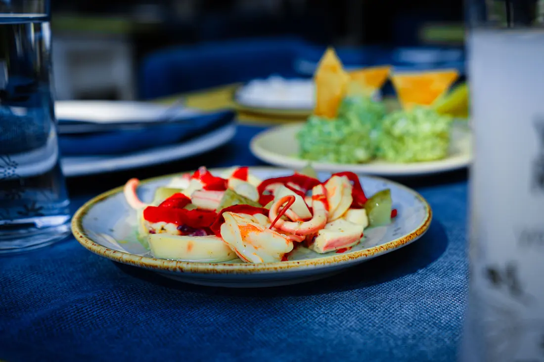 Crab sticks arranged on a plate