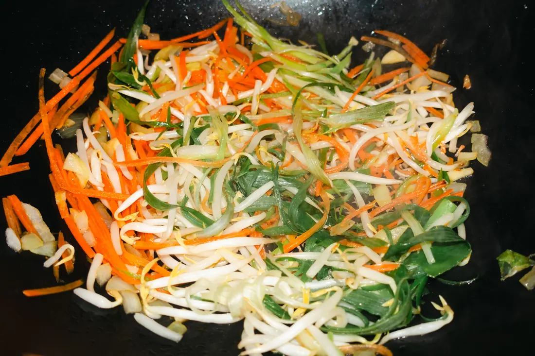 Pale slices in a stir fry