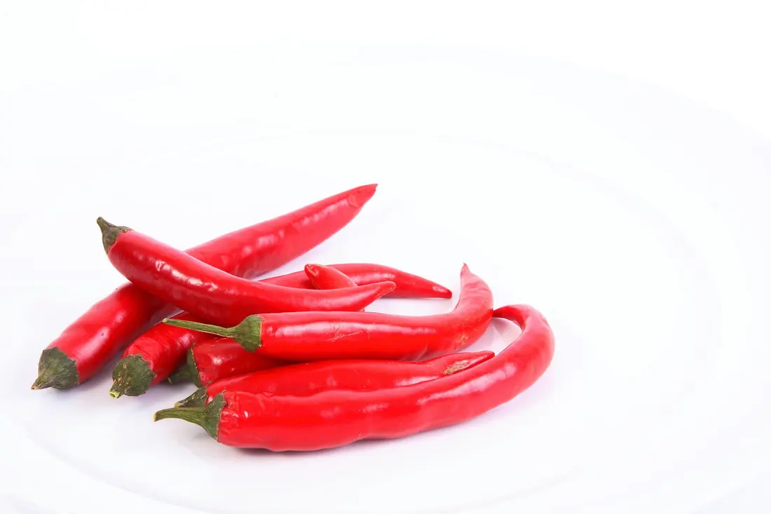 Red chillies on a plate