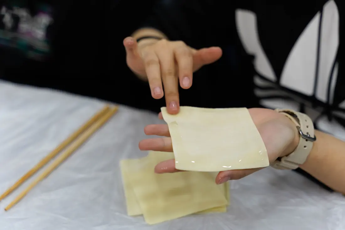 A stack of square wonton wrappers